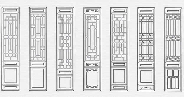 清原常用中式仿古花窗图案隔断设计图